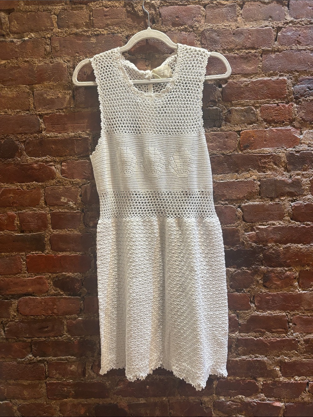 Brand new with tags Doen Heirloom Tessa White Pearl Crochet Mini Dress size L